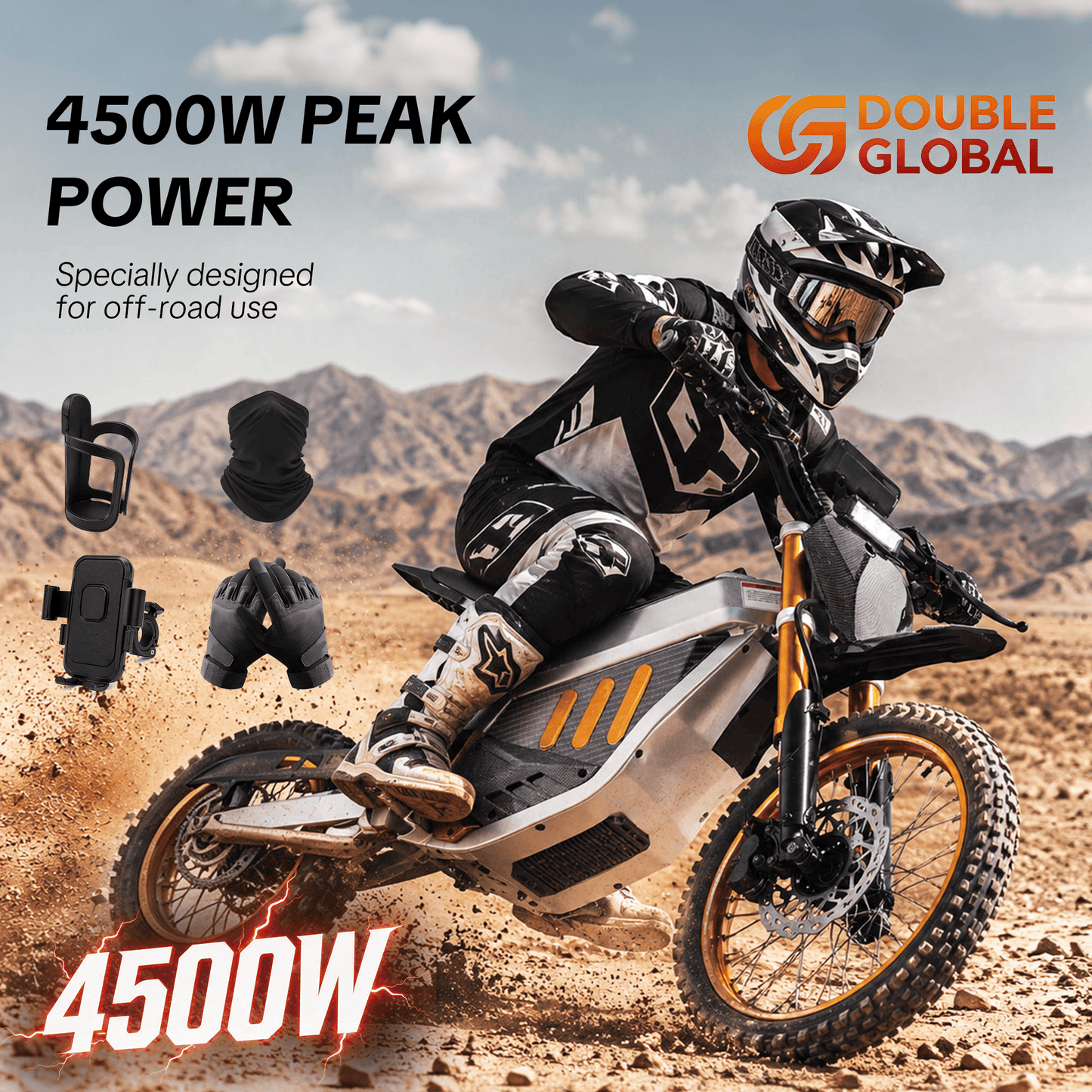 Electric Motorcycle 4500W High Power Motor, 48V 30Ah Long Range Battery, Up to 50 Miles Range, Aluminum Alloy Frame, Fast Electric Scooter for Adults, Durable Off-Road Commuter E-Bike, High Speed Performance, LED Display,