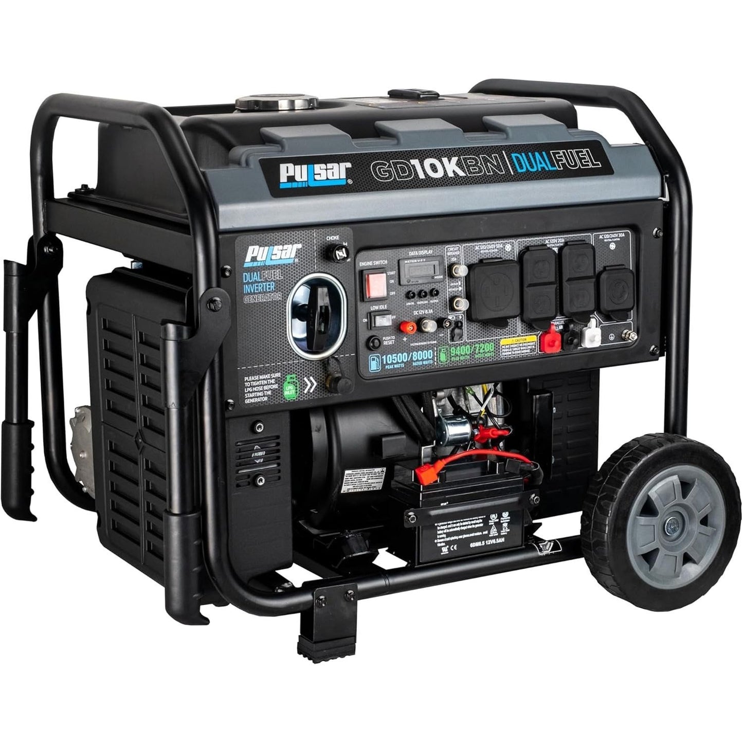 Pulsar 10500W Dual Fuel Portable Inverter Generator for Residential and Camping Use GD10KBN