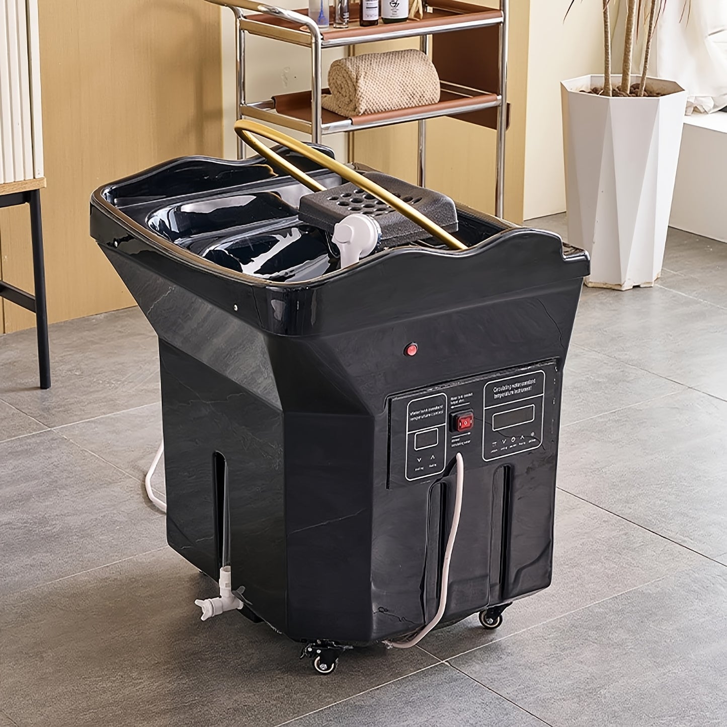 Equipment for Head Spa, Featuring a 360° Cycle Rinse, a Large 15.85gal Water Tank, a Shampoo Basin for Water Therapy, And Light Therapy Along with Fumigation for Hair Relaxation