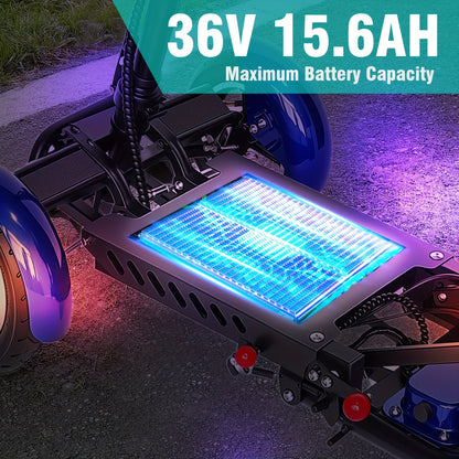 Electric Folding Four-Wheel Scooter 500W 11MPH 36V15.6AH 30 Miles Range 330LBS Load Capacity Mobility Scooter With Basket