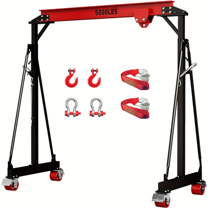 2 Ton 5000Lb Gantry Crane, Adjustable Height (8.2-12.57 FT), Maximum Width 9.06FT, Portable Shop Lift Hoist, Steel I-Beam Construction For Factories, Warehouses, Auto Repair, Construction Site