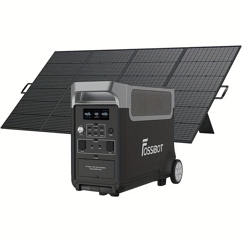 FOSSiBOT F3600 Pro 3840Wh Portable Power Station + 1 X 420W Collapsible Solar Panel 3600W Solar Generator And Li-Iron Phosphate Batteries 1.8H Fast Charge, 5x120V AC Outlet for Home, Camping, Emergency Fast Energy Storage.