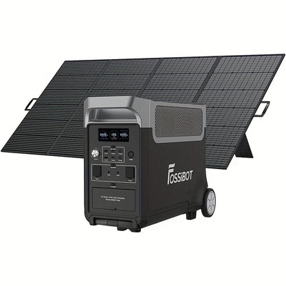 FOSSiBOT F3600 Pro 3840Wh Portable Power Station + 1 X 420W Collapsible Solar Panel 3600W Solar Generator And Li-Iron Phosphate Batteries 1.8H Fast Charge, 5x120V AC Outlet for Home, Camping, Emergency Fast Energy Storage.