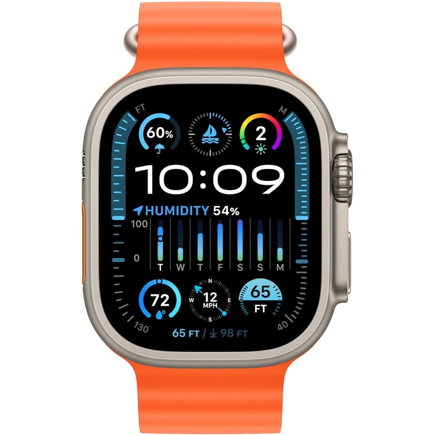 Apple Watch Ultra 2 With AppleCare+ (1 Years) [GPS + Cellular, 49mm] - Titanium Case with Orange Ocean Band, One Size CPO Condition