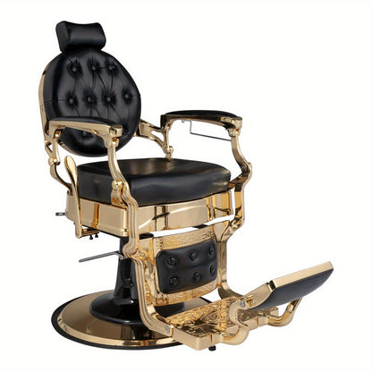 Heavy Industry Barber Shop Vintage Barber Chair, Hairdresser Reclining Salon Chair, Hydraulic Multi-function Barber Shop Beauty Spa Shampoo Hairdressing Equipment with Adjustable Headrest