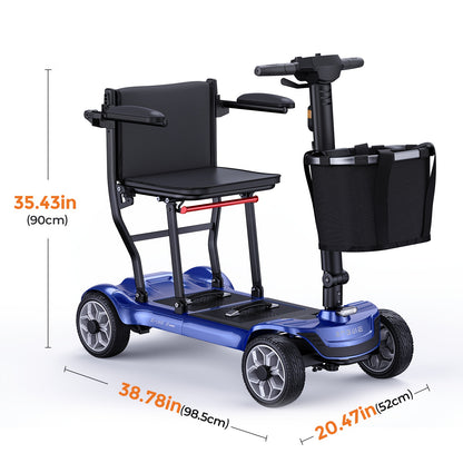 Foldable 4-Wheel Mobility Scooter For Seniors, 270W, 24V 10AH Battery (Single/Double Options), Adjustable Seat & Handlebars, Basket, 8" Tires, 256lbs Capacity, 28.9 KG, Leisurely Rides, Great Gift For Valentine'S Day