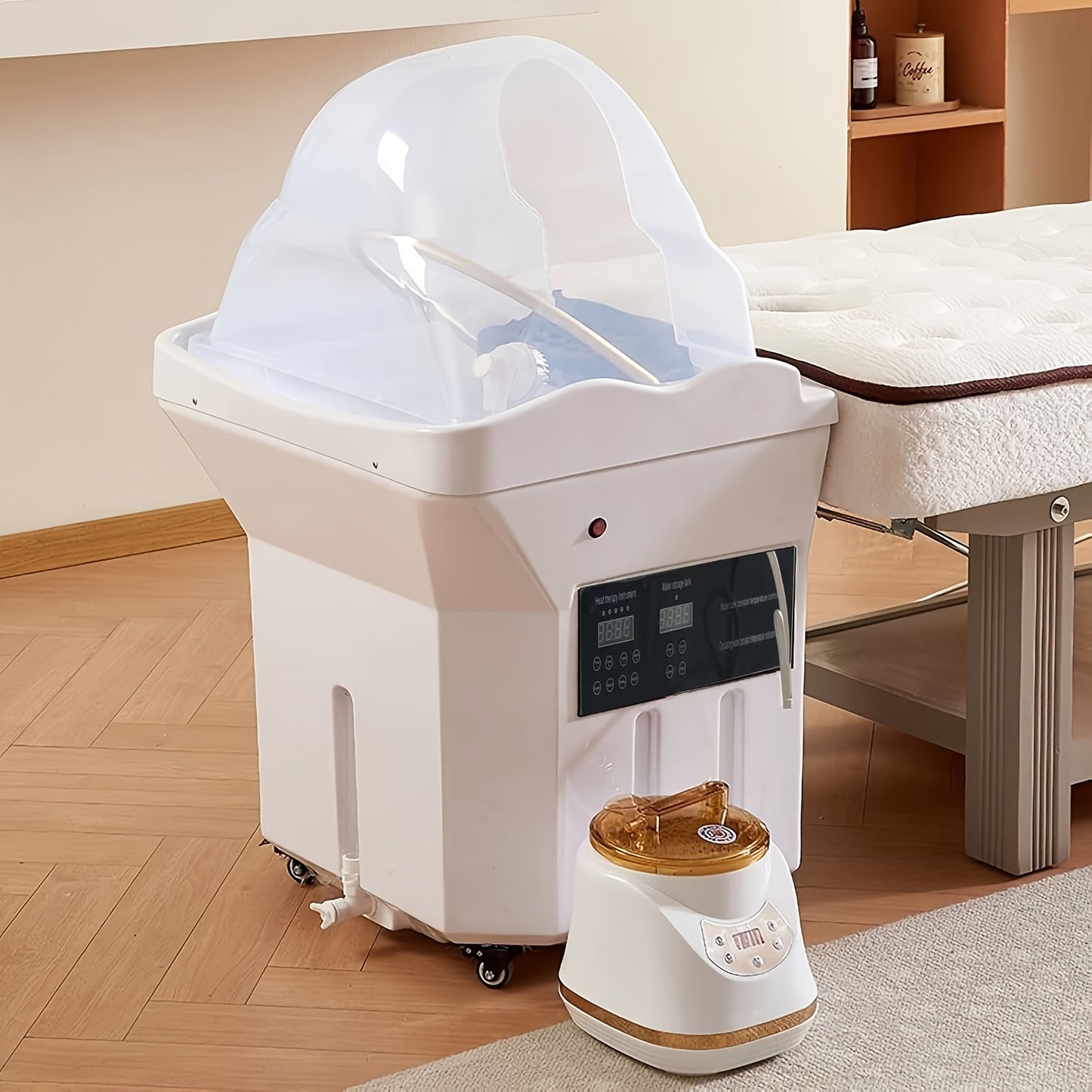 Equipment for Head Spa, Including a Shampoo Basin, a Large 15.85gal Water Tank with Fumigation And Water Circulation, Designed for Japanese Massage And Light Therapy for Head Care, Intended for Use with a Shampoo Bed (Bed Not Included)