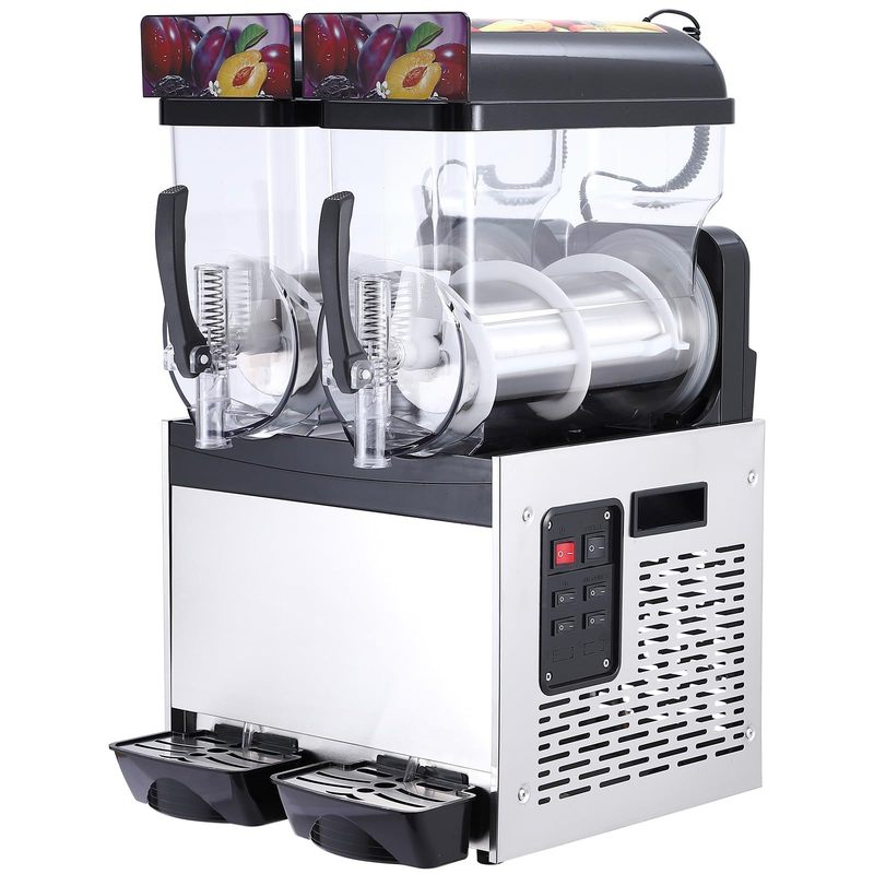 Commercial Slushie Machine - 15L*2 Dual Tank & Triple-Tank Available, Stainless Steel, Self-Cleaning & High-Speed Mixing, Perfect for Frozen Drinks, Margaritas, Coffee, Cocktails, Home, Bars,Black