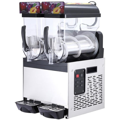 Commercial Slushie Machine - 15L*2 Dual Tank & Triple-Tank Available, Stainless Steel, Self-Cleaning & High-Speed Mixing, Perfect for Frozen Drinks, Margaritas, Coffee, Cocktails, Home, Bars,Black