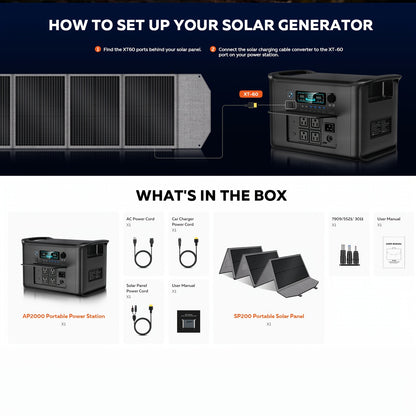 Ctolity 2400W 1600W 500W Portable Power Station, AP2000 2048Wh 2400W, AP1000 1024Wh 1600W, AP400 345Wh 500W Power Bank, Lifepo4 Battery, UPS Function, 200W 100W Foldable Solar Panel, Camping Equipment, Solar Generator  Brand: CTOLITY