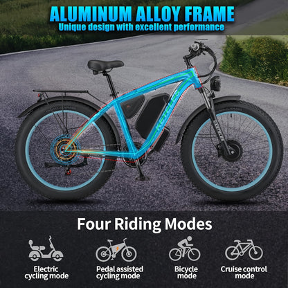 26" Electric Bike For Adults, 7 Speed Electric Scooter With 48V 1104Wh Removable Lithium-Ion Battery, 500W Brushless Motor, 19mph, Up To 50 Miles, Electric Dirt Bike, Dual Motor