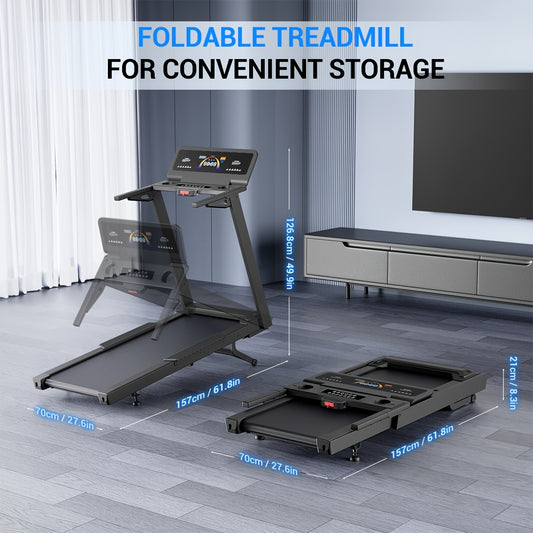 Treadmill With 15% Auto Incline - 500 Lb Capacity, 4.5 HP Folding Electric Treadmill Up To 10.0 MPH Speed, 15 Level Adjustable, Brushless Motor Quiet Running, Holder For Cup & Phone