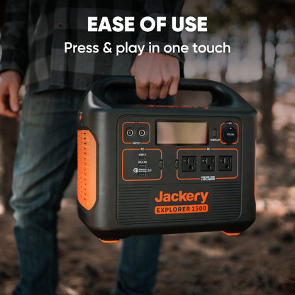 Jackery 1800W 1500Wh Explorer 1500 Power Generator, 1800W Output, Fast Charge, Lightweight Charger, Compact Design, Power Station Portable,Power Bank For Outdoor Camping Hiking Road Trip Cycling CPAP Hurricane Emergency Christmas