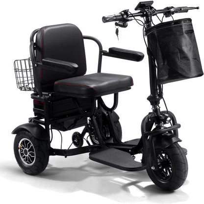 MotoTec Folding Mobility Electric Trike 48v Dual Motor Lithium Black- Speed may vary based on rider weight and riding conditions