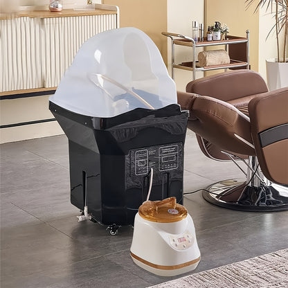 Equipment for Head Spa, Featuring a 360° Cycle Rinse, a Large 15.85gal Water Tank, a Shampoo Basin for Water Therapy, And Light Therapy Along with Fumigation for Hair Relaxation