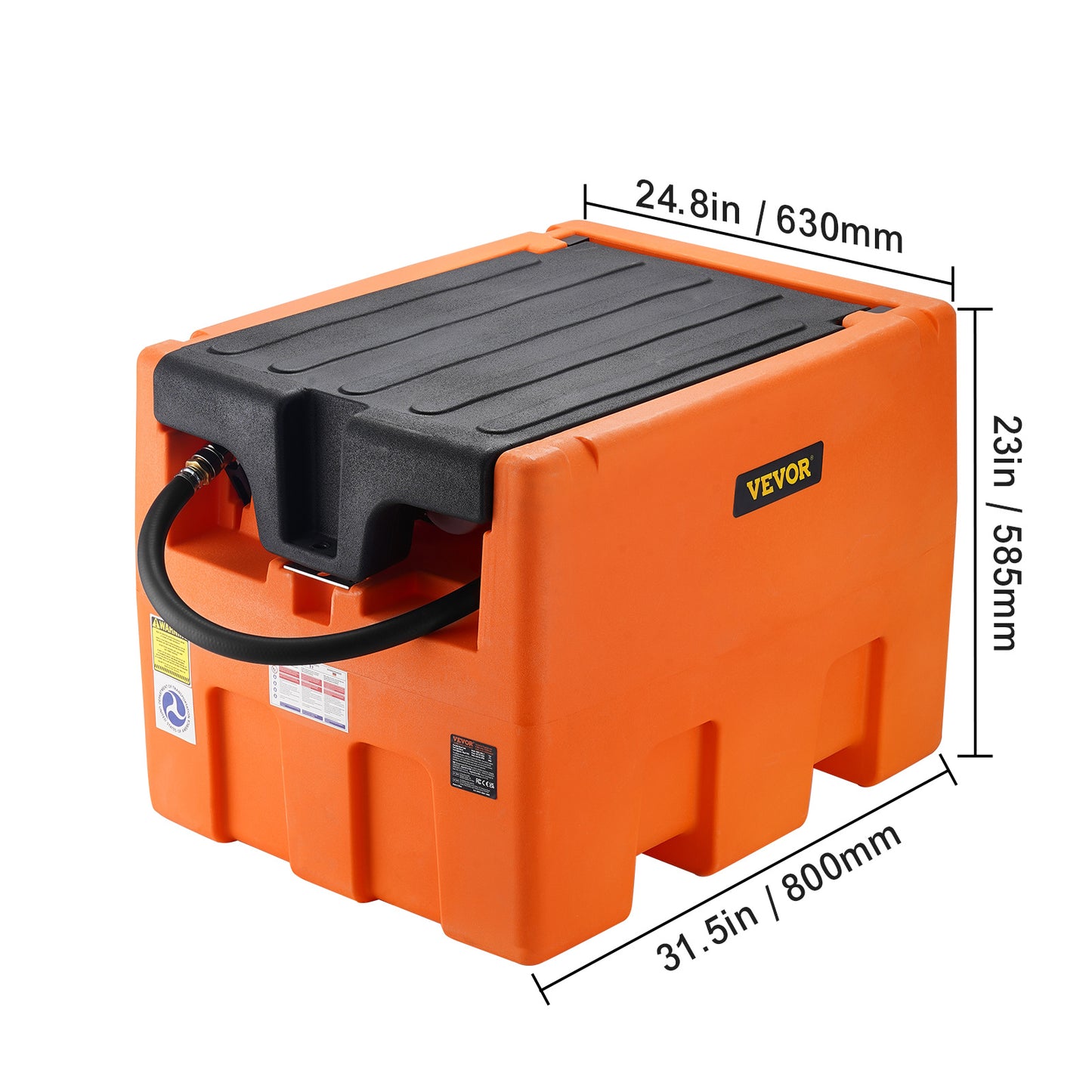 Portable Diesel Tank 48 Gal Fuel Tank with 12V Electric Transfer Pump Orange/Red
