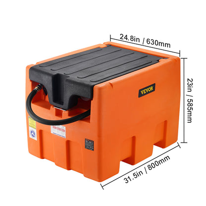 Portable Diesel Tank 48 Gal Fuel Tank with 12V Electric Transfer Pump Orange/Red