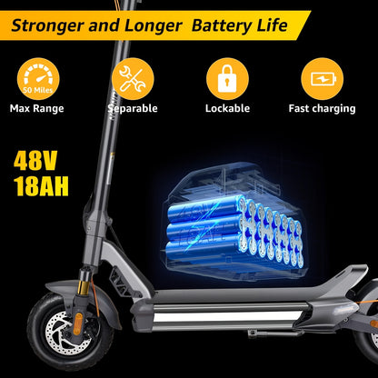 Electric Scooter for Adults, 20 MPH Top Speed, 750W Motor Up to 40 Miles Long Range, with 10.5" Off Road Tires, Dual Brake & Dual Suspension Foldable Commuting E-Scooter