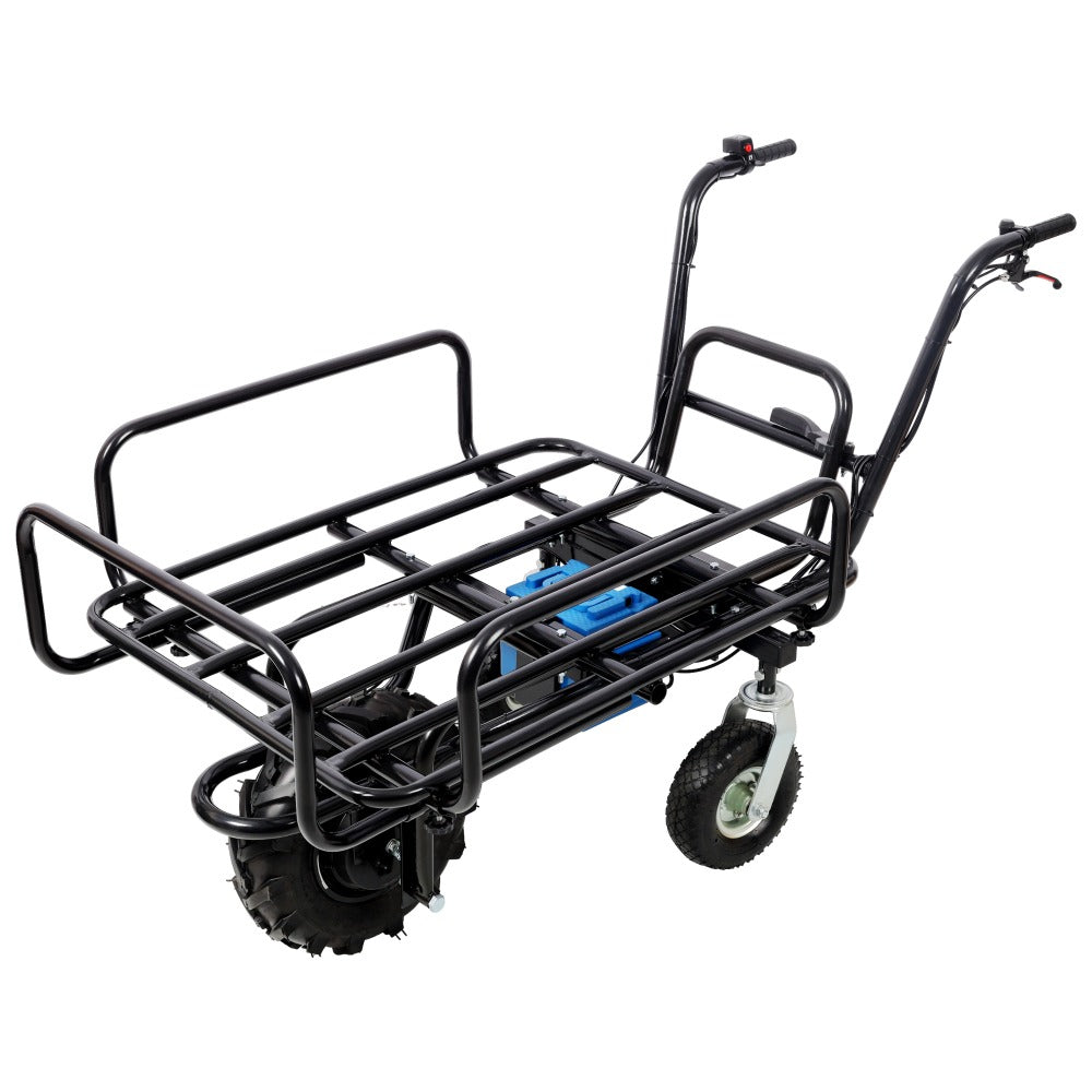 24V DC 350W Electric Transportation Cart, 265Lbs Load Utility Garden Dump Cart with Metal Handle And 16' Track Wheels, Heavy Duty Yard Lawn Wagon for Backyard Farm Outdoor Gardening Cargo Transport