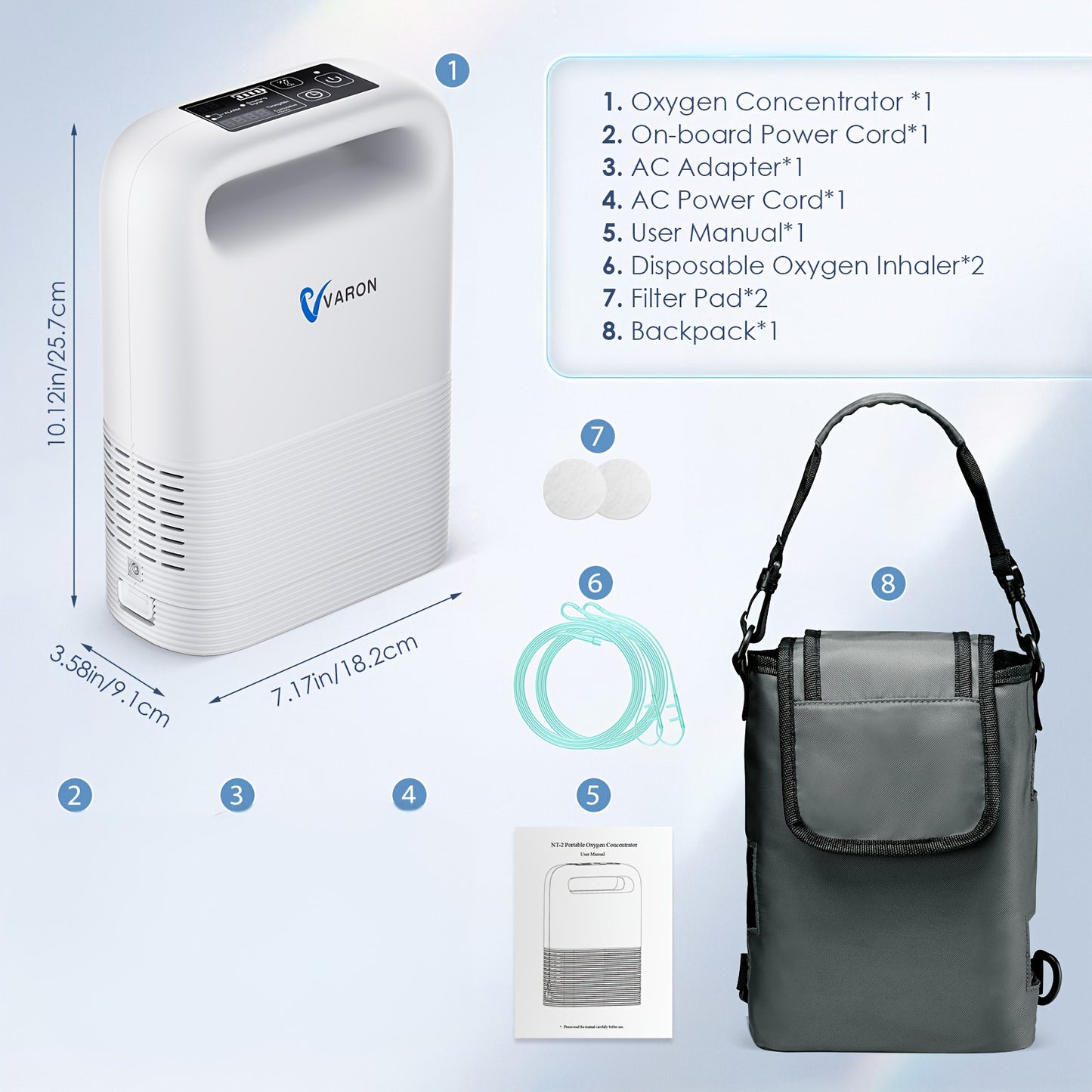 Pulse Flow Portable Oxygen Generator&Oxygen Concentrator/w Accessories (1-5 Settings) for Home And Travel Use