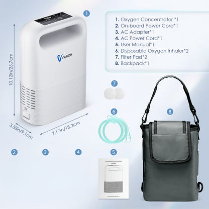 Pulse Flow Portable Oxygen Generator&Oxygen Concentrator/w Accessories (1-5 Settings) for Home And Travel Use