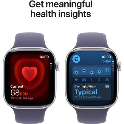 Apple Watch Series 11 46mm (GPS + Cellular) Aluminum Silver with Medium/Large Purple Sport Band (Original Box + Accessories) - Premium