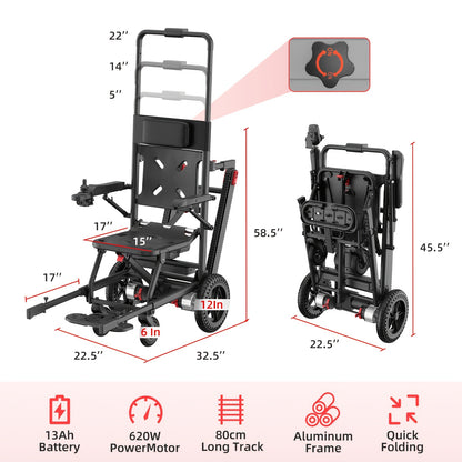 Nihhcune Electric Stair Climber | Intelligent Electric Wheelchair With 13Ah Lithium Battery, 15-Mile Range, Quickly Foldable For Easy Travel, Supports Up To 310 Lbs