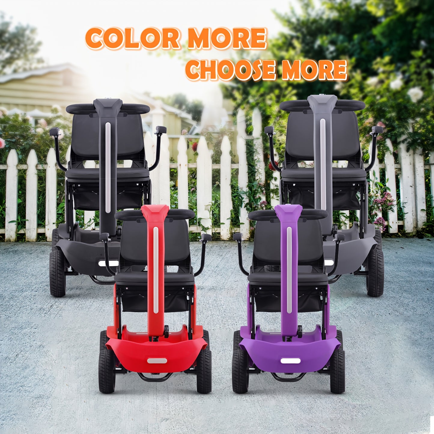 4-Wheel Electric Scooter for Adults And Seniors, 300W Motor, 24V 12Ah Battery, 4 MPH Max Speed, 10 Mile Range, Lightweight Foldable Travel Scooter with LED Lights, Storage Bag And Charger, No Assembly