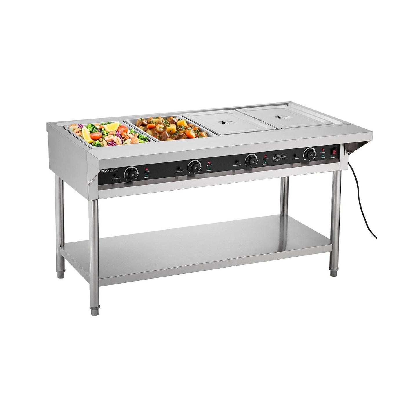 3-Pan/4-Pan/5-Pan Commercial Food Warmer Steam Table with Independent Temperature Control, 110V/220V