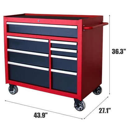 41 in. W x 24. 5 in. D Heavy Duty Rolling Tool Chests and Cabinets Combo, 20 Gauge Steel, 11-Drawer Garage Workshop Tool Chest and Top Tool Cabinet Set (11 Drawers - Red+Black)