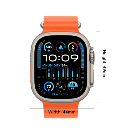 Apple Watch Ultra 2 With AppleCare+ (1 Years) [GPS + Cellular, 49mm] - Titanium Case with Orange Ocean Band, One Size CPO Condition