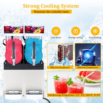 Commercial Slushy Machines with a Capacity of 30 Liters Or 8 Gallons, Featuring 860 Watts of Power, Made of Stainless Steel, Designed for Making Frozen Drinks And Margaritas, Includes a Self-Cleaning Function, Perfect for Cocktails, Restaurants