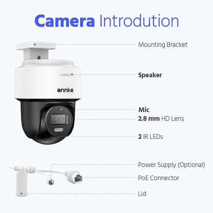 ANNKE CPT500 3K Security Camera System With Auto-Tracking, 345°Pan 80°Tilt, 8CH 12MP NVR With 4TB HDD, 8pcs 3K PoE Cameras Home Surveillance Wired, AI Human Detection, Smart Dual Light&2-Way Talk
