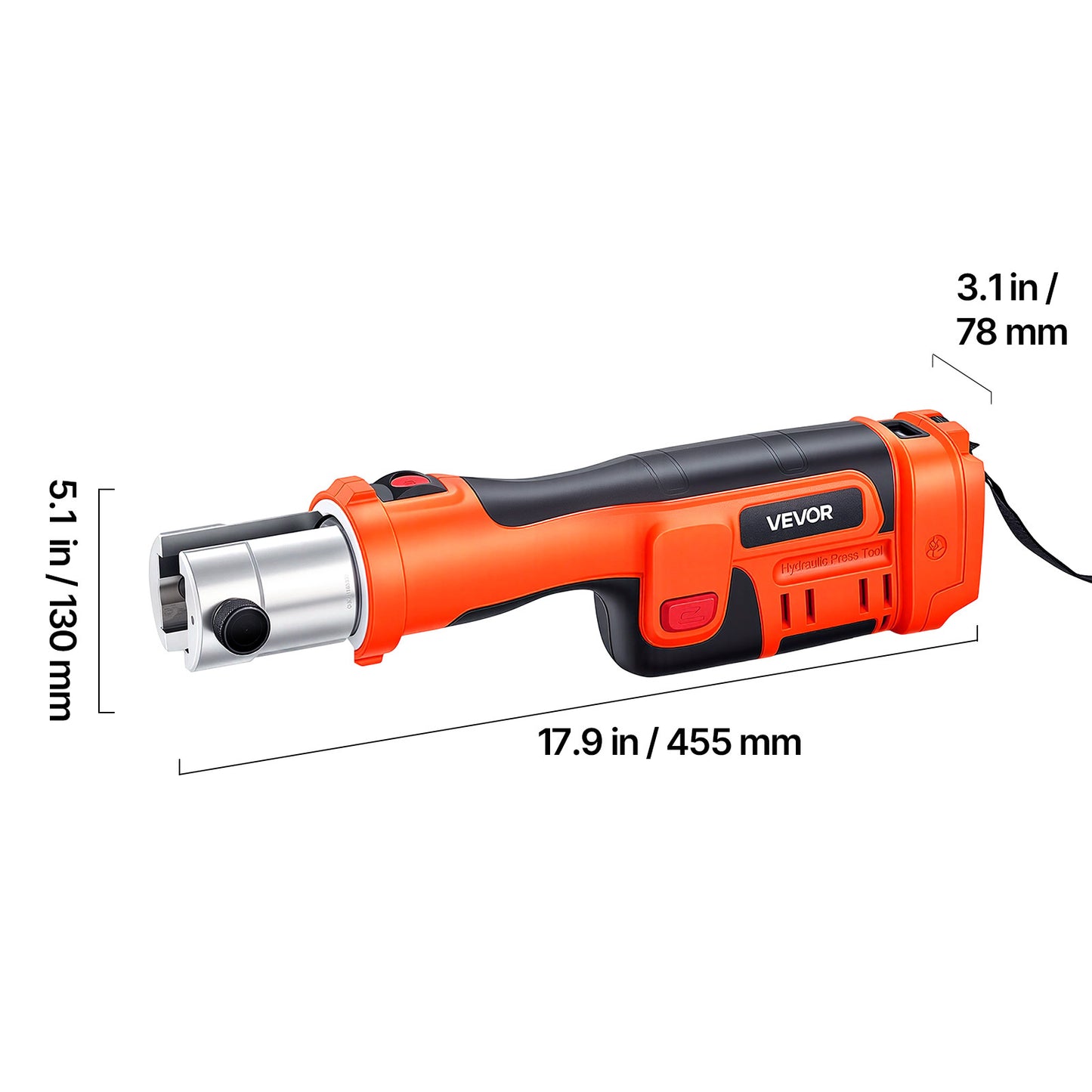 Press Tool, 18V Electric Crimping Tool for 1/2", 3/4", 1", 1-1/4", 1-1/2", 2" Copper Pipes, 32KN Press Tool Compatible with ProPress - with 6 VUS Jaws, 2PCS 4AH Batteries, Charger & Toolbox
