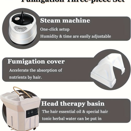 Equipment for Head Spa, Including a Shampoo Basin, a Large 15.85gal Water Tank with Fumigation And Water Circulation, Designed for Japanese Massage And Light Therapy for Head Care, Intended for Use with a Shampoo Bed (Bed Not Included)