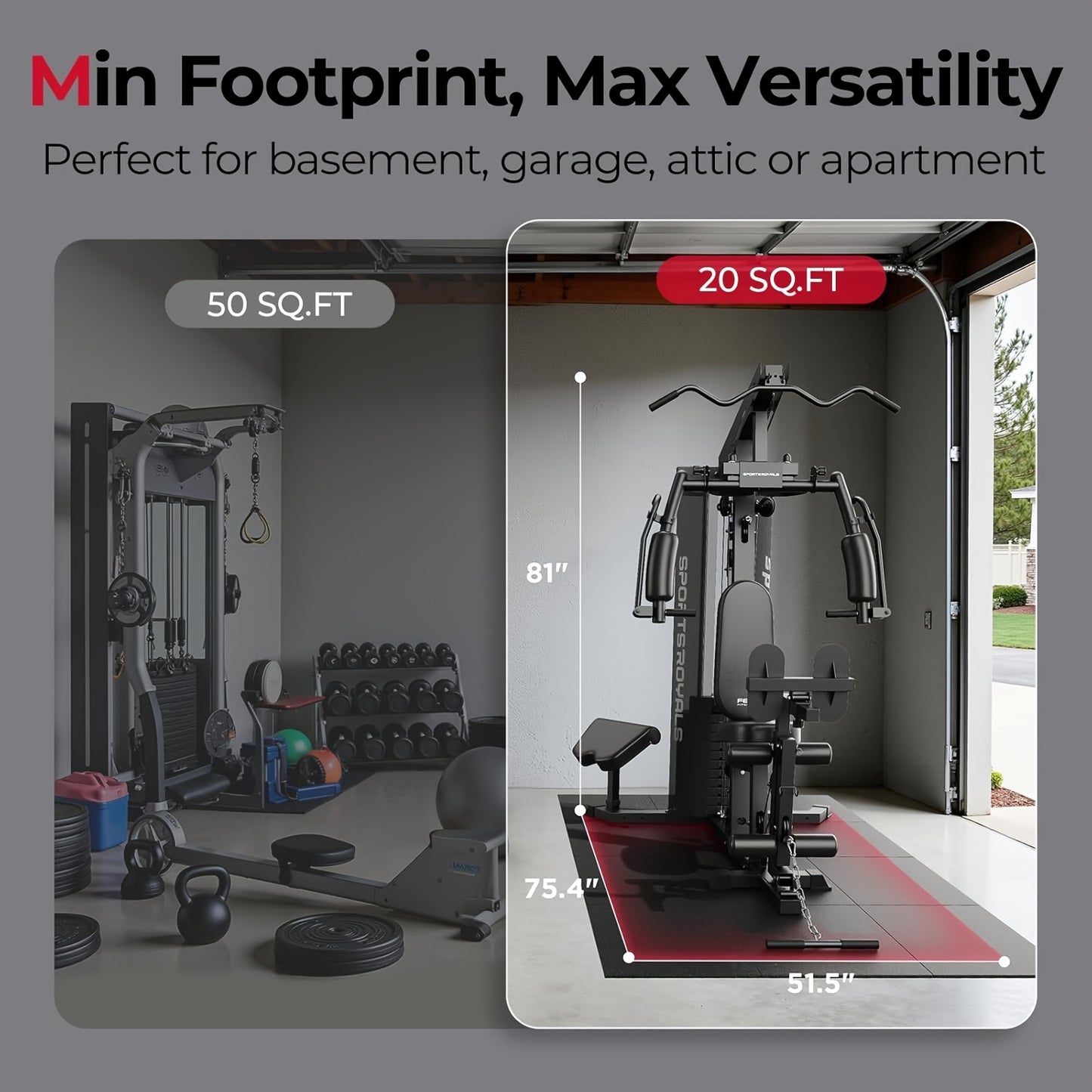 For Home Gym, Multifunctional Workout Station with Leg Press, 150LBS Weight Stack Full Body Workout Equipment for Home Exercise Fitness Strength Training. Suitable for Fitness Men/Women, Without Battery
