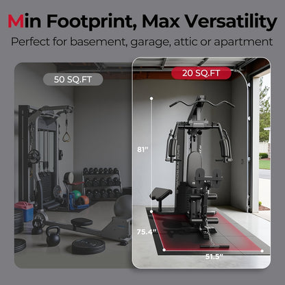 For Home Gym, Multifunctional Workout Station with Leg Press, 150LBS Weight Stack Full Body Workout Equipment for Home Exercise Fitness Strength Training. Suitable for Fitness Men/Women, Without Battery