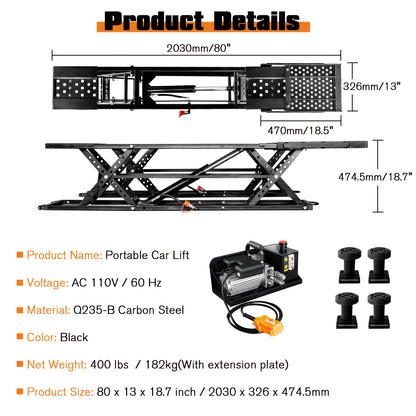 Portable Car Lift, Capable Of Lifting 7000 LBS/5000 LBS Quick Jack With A Maximum Height Of 28", Car Lifts For Home Garage And Shop, Black