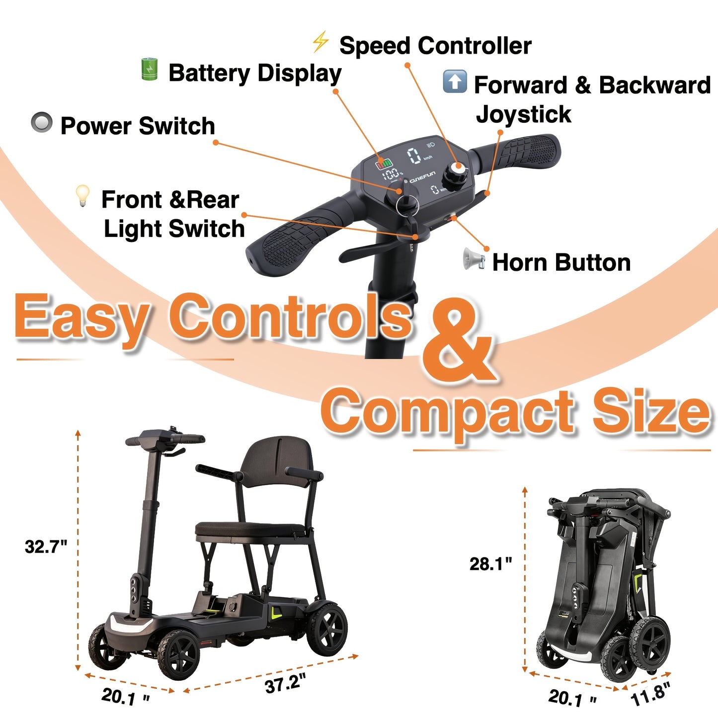 A Lightweight, Foldable Four-wheeled Electric Mobility Scooter Suitable For Seniors And Adults, Equipped With Dual Removable Batteries, Meeting Air Travel Standards, Offering A Long Range, And A Top Speed Of 5 Mph