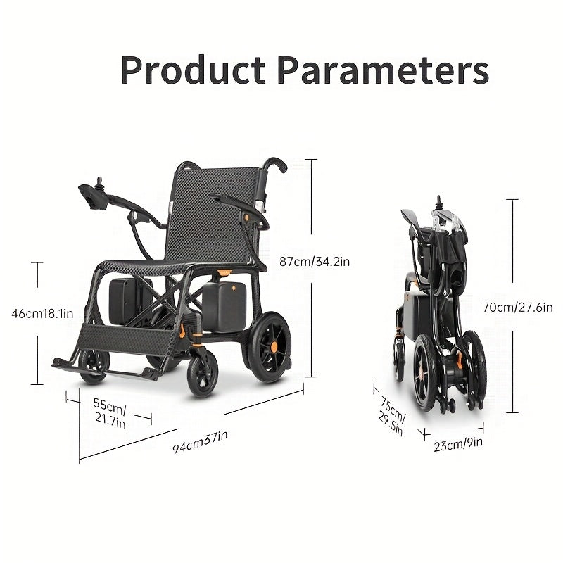 PERFCARE Intelligent Electric Wheelchair Made Of 100% Carbon Fiber Material Lightweight And Portable with A Range Of 25 Miles One-step Folding And Installation-free Design Electric Wheelchair for The Elderly Capable Of Bearing 330.69LB Mother's Day
