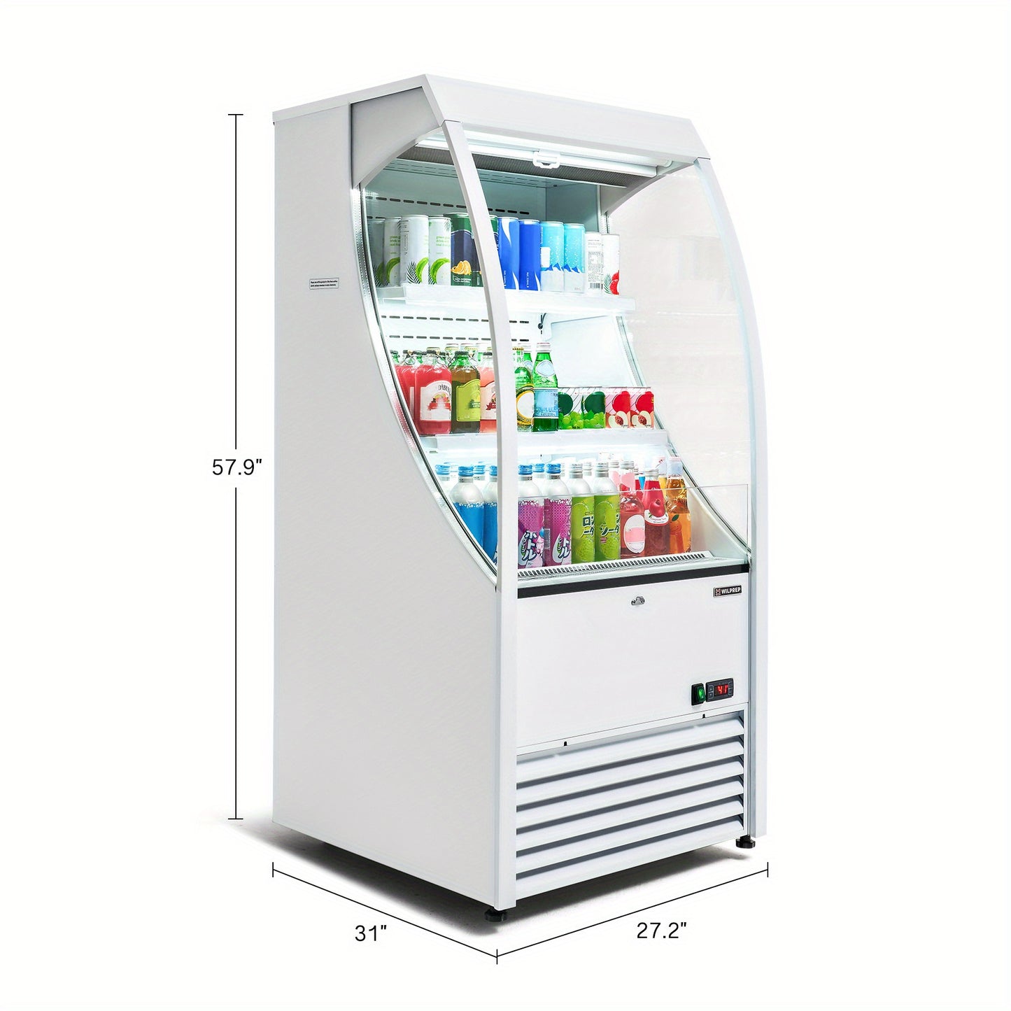 Refrigerator for Commercial Displays in Restaurants, a Grab-And-Go Showcase for Cafes And Shops, Featuring a 6.7 Cu. Ft. Capacity And a Vertical Air Curtain Design Measuring 27.6 Inches