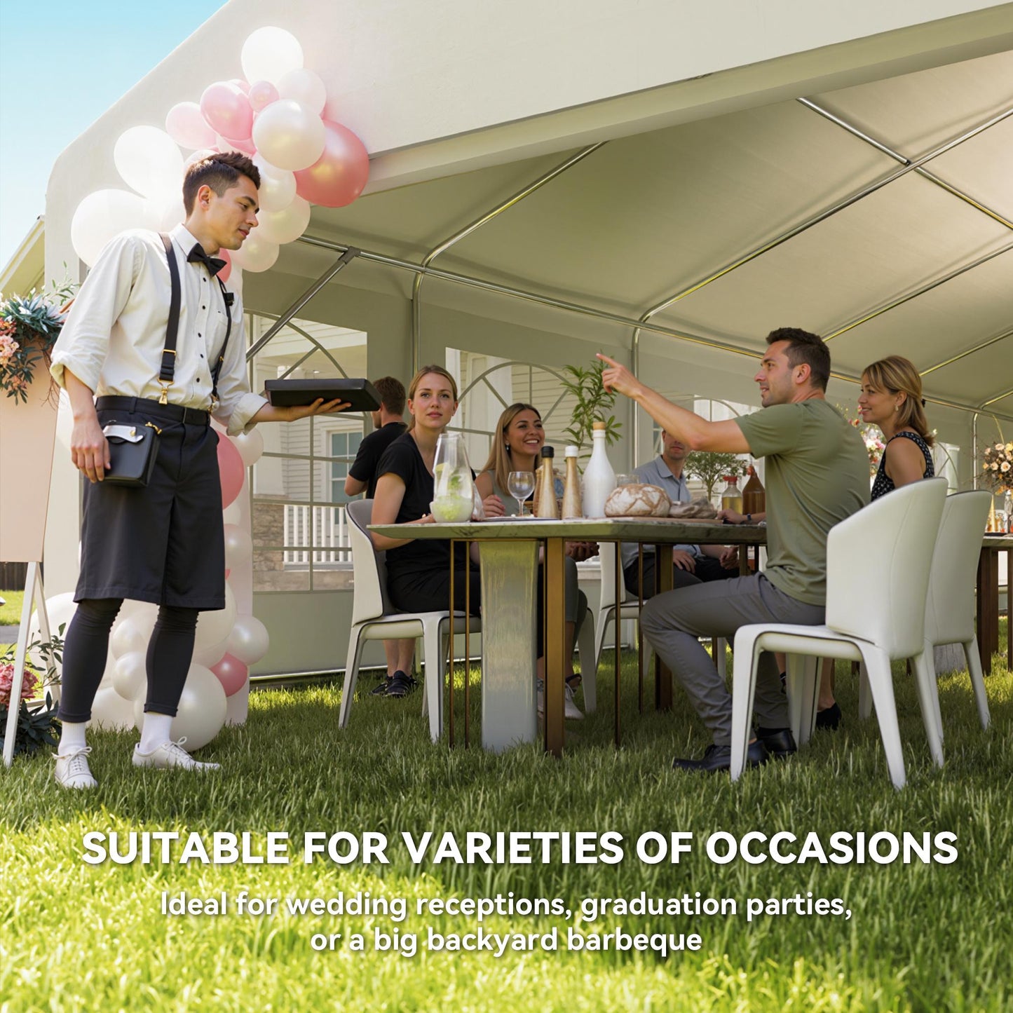 23' X 39' Large Outdoor Carport Canopy Party Tent with Removable Protective Sidewalls& Windows, White