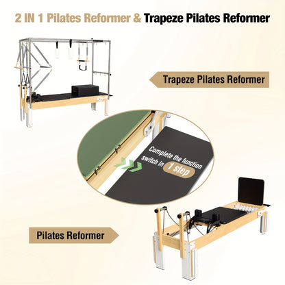 Pilates Equipment for Studios, for Cadillac Pilates Reformer Trapeze Pilates Reformer Machine for Home Gym, Pilates Exercise Equipment with Jump Board, Adjustable Resistance