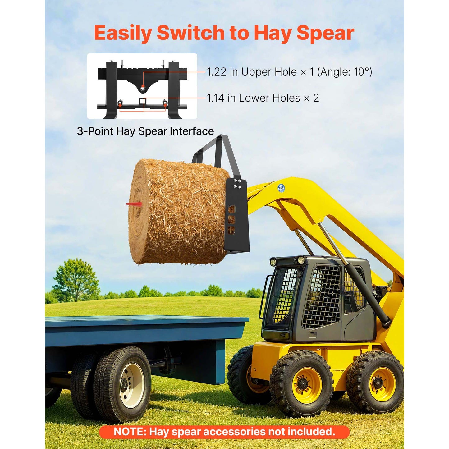 Pallet Fork Frame Attachment with 48-inch Skid Steer Pallet Forks 4000 lbs