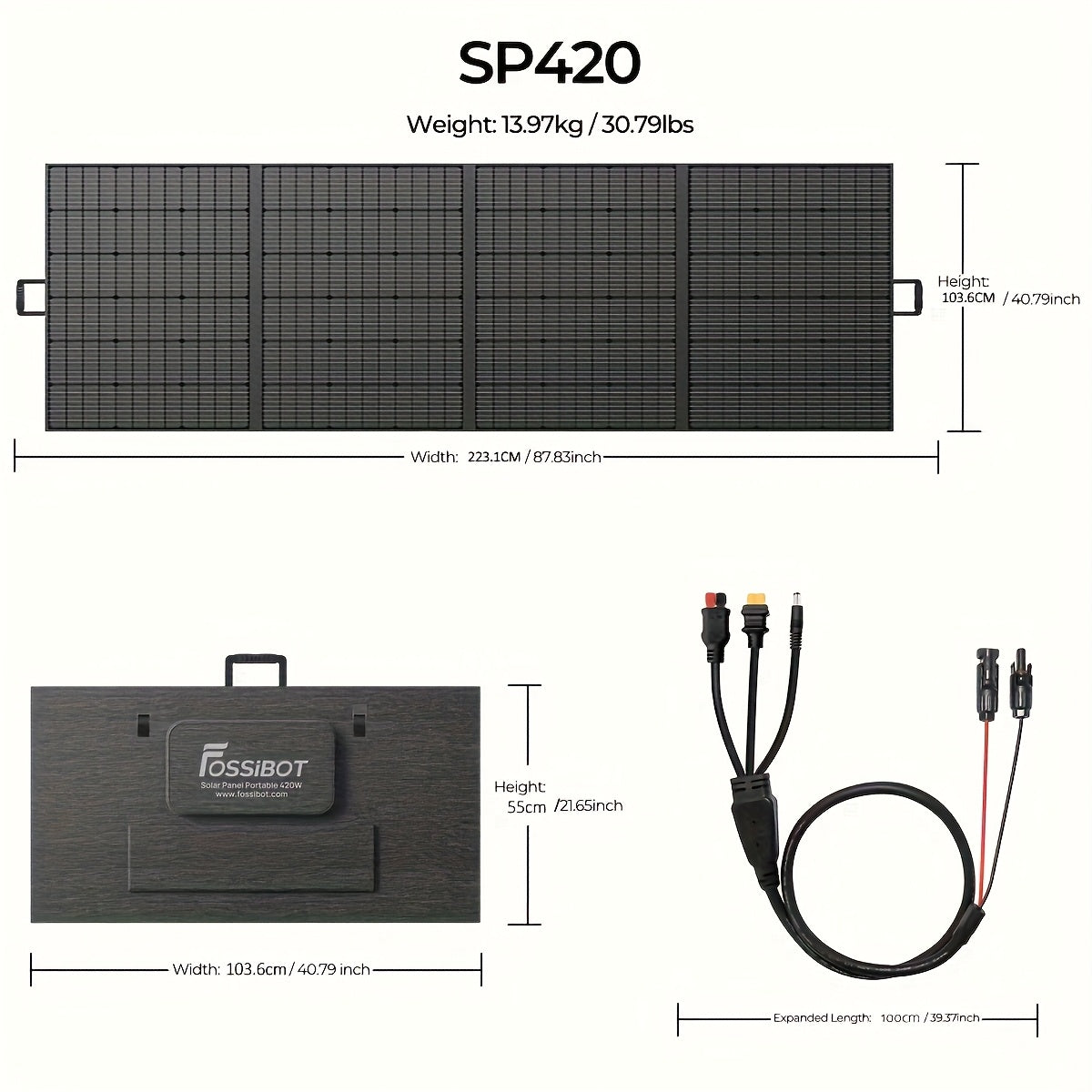 FOSSiBOT F3600 Pro 3840Wh Portable Power Station + 1 X 420W Collapsible Solar Panel 3600W Solar Generator And Li-Iron Phosphate Batteries 1.8H Fast Charge, 5x120V AC Outlet for Home, Camping, Emergency Fast Energy Storage.