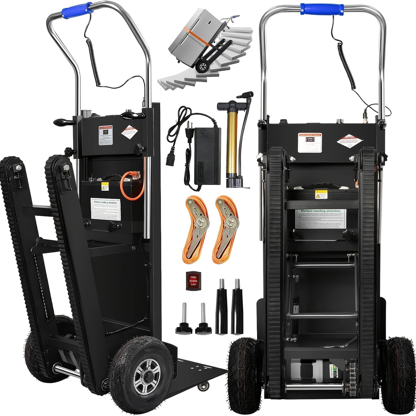 Sturdy Stair Climbing Trolley - Supports Up to 900 Pounds, Features 3 Folding Modes, Telescopic Handle, And Portable Design | Ideal for Mobile, Warehouse, And Business Applications