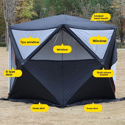 Winter Outdoor Ice Fishing Sauna Tent | Cold-Proof Construction, Thickened Winter Fishing Insulation, Polyester Frame Tent with Zipper Closure