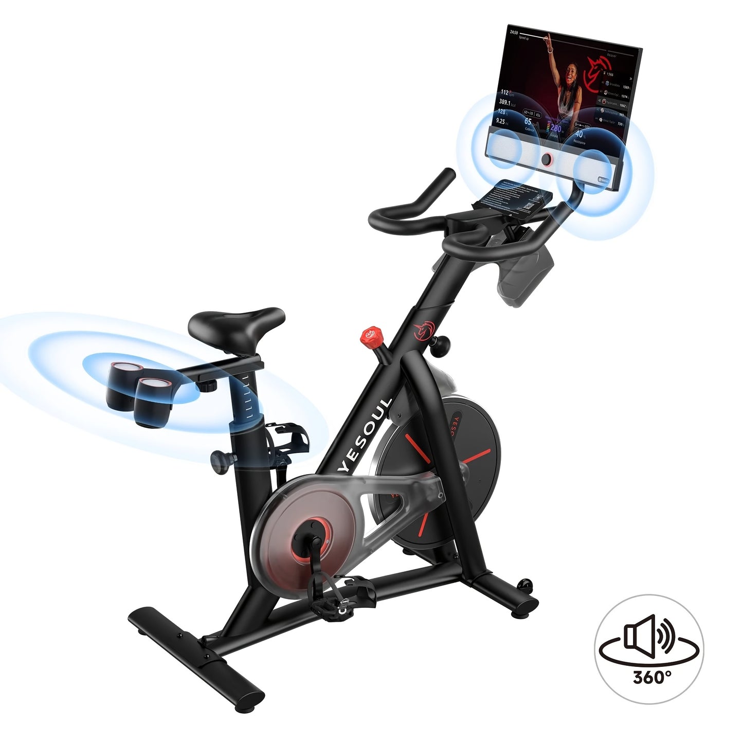 Exercise Bike G1m Max (Bike with Screen) Smart Exercise Bike with 21.5" HD Screen, Low Noise Indoor Cycling Bike for Home Gym Fitness Equipment Trainer Four-speaker Surround Sound