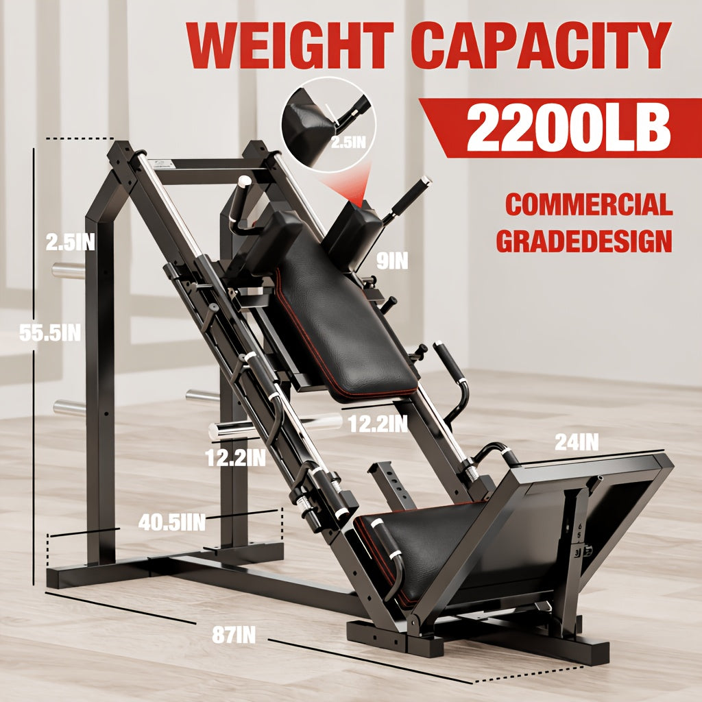 Leg Press Hack Squat Machine Combo, 2-in-1Leg Exercise Machine With Linear Bearing, Special For Lower Body With Weight Storage For Quads, Hamstring