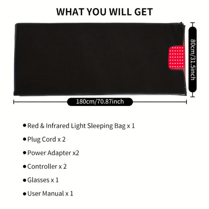 FDA cleared Large Red Light Blanket 2520 LEDs Infrared Red Light Sleep Bag for Full Body, Resolve, Relieve Joint or Back, Red Light mat 660 & 850nm Wavelengths, 71in X 32in local warehouse
